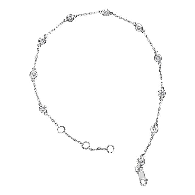 14K White Gold 1/2 Cttw Diamond by Yard Bracelet For Sale