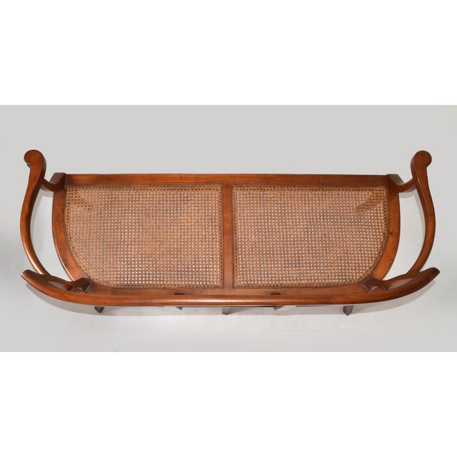 1970 Mid-Century Modern McGuire Attributed Solid Wood Caning Two-Seater Bench For Sale - Image 11 of 14