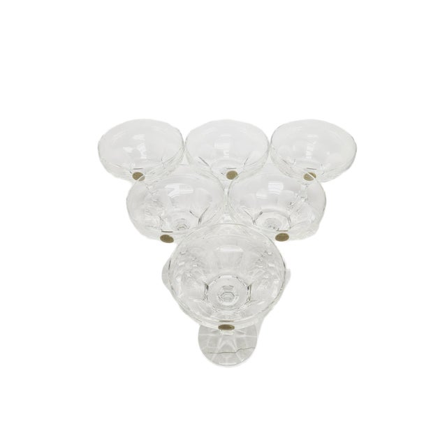 Glass Vintage Czechoslovakian Crystal Champagne Glasses Set, 1970s, Set of 6 For Sale - Image 7 of 18