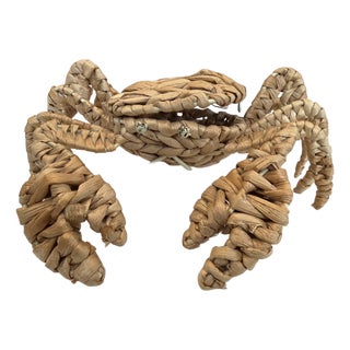 Vintage Wicker Crab Trinket Box For Sale