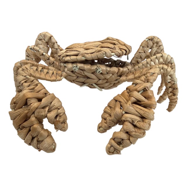 Vintage Wicker Crab Trinket Box For Sale