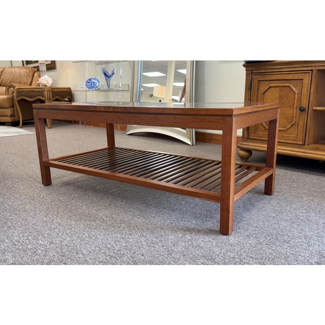 Early 21st Century Vintage Stickley Glass Top Cocktail or Coffee Table For Sale - Image 5 of 17