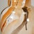Pair of vintage Morris Greenspan table lamps with large ceramic bodies in a beautiful marbled finish of cream, caramel,...