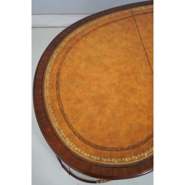 Maitland Smith Leather Top Mahogany Kidney Shape Desk For Sale - Image 16 of 18