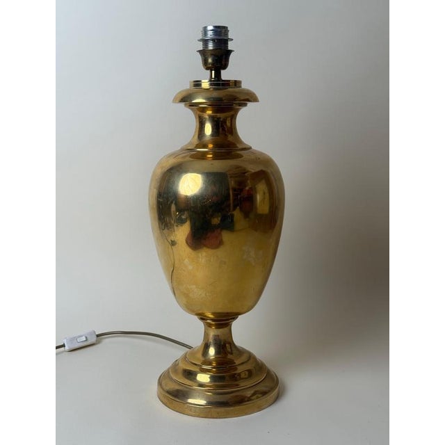 Black Italian Hollywood Regency Brass Urn Table Lamp, 1970s For Sale - Image 8 of 14