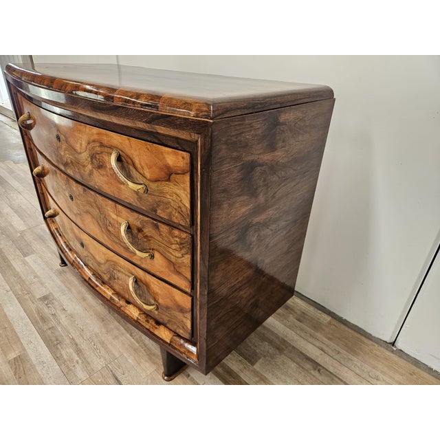 Vintage Art Deco Chest of Drawers in Walnut Burl with Three Drawers, 1940 For Sale - Image 3 of 18