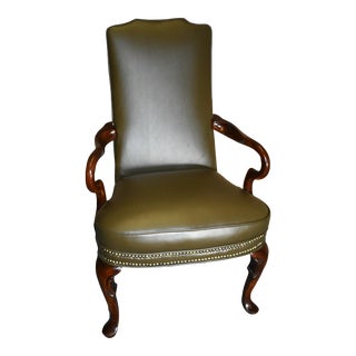 Vintage Queen Anne Style Office Chair W/Nail Head Trim For Sale