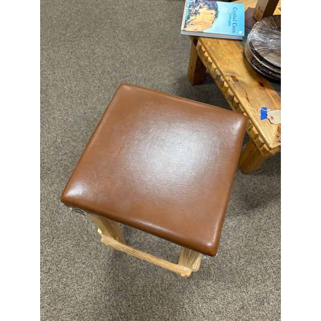 Chestnut Vintage Mid-Century Brandt Ranch Oak Bar Stools - Set of 2 For Sale - Image 8 of 10