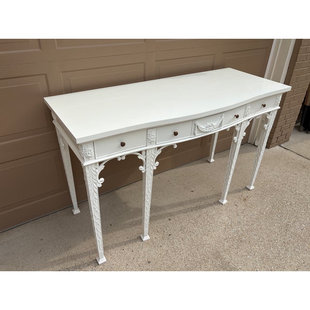 Late 20th Century Late 20th Century White Lacquered Chippendale Console by Maitland-Smith For Sale - Image 5 of 15