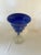 Fun Memphis style glass vase or center bowl in bright blue. This a great piece could be use as fruit bowl or just fun...