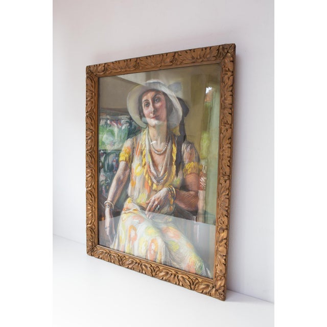 Fanny Billaud, Female Portrait, 1932, Pastel Artwork, Framed For Sale - Image 4 of 11