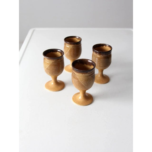 Vintage Studio Pottery Chalices Set of 4 For Sale - Image 4 of 11