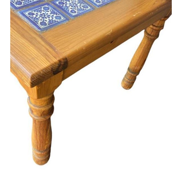 Vintage Rustic Mexican Dining Table With Talavera Tile Top Mid 20th