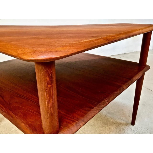Mid-Century Danish Solid Teak 2-Level Side Table by Peter Hvidt & Orla Mølgaard-Nielsen for France & Søn, 1960s For Sale - Image 6 of 18