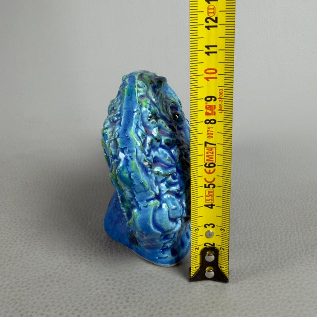 Vintage Blue Ceramic Lion Sculpture by Aldo Londi for Bitossi / Flavia Montelupo, 20th Century For Sale - Image 10 of 11