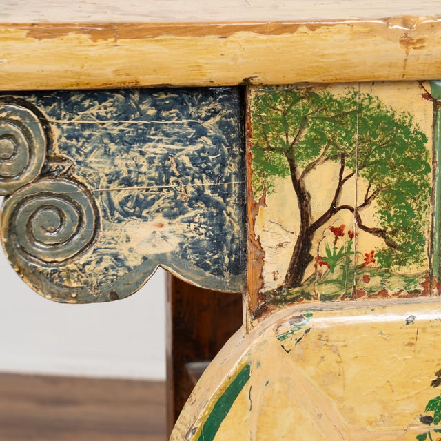 Wood 19th Century Chinese Yellow Lacquered Altar Table Console For Sale - Image 7 of 18