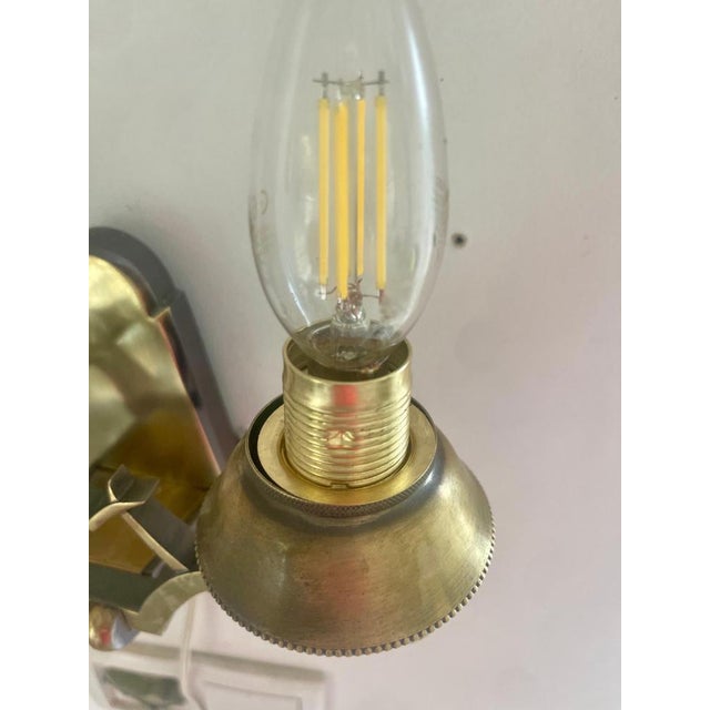 Metal French Art Deco Bronze Wall Sconces from Liberos Paris, 1940s, Set of 2 For Sale - Image 7 of 10