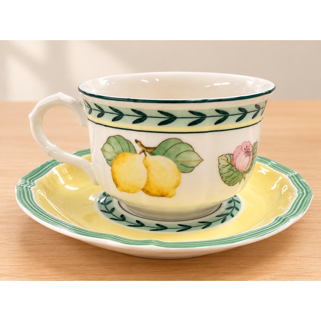 Villeroy & Boch French Garden Fleurence tea cup and saucer set, service for four. Four tea cups with four matching saucers...