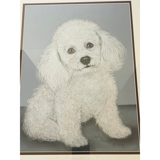 Figurative Sweet White Poodle Puppy Dog Portrait Original Art Painting Signed For Sale - Image 3 of 4