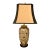 Gold Lotus Leaf Table Lamp With Flared Linen Shade For Sale