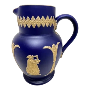 Antique Late 19th Century Dudson Brothers English Jasperware & Gilt Pitcher