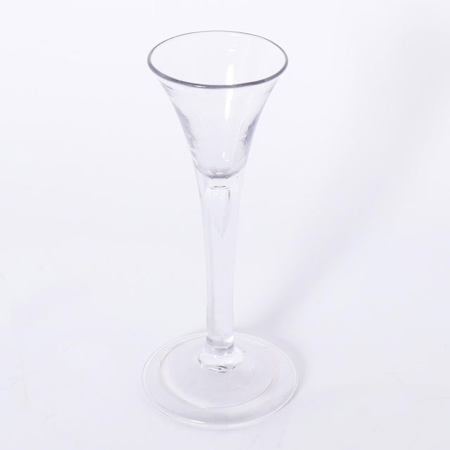 Mid 18th Century Set of Five Antique English Folded Foot Wine or Liquor Stem Glasses For Sale - Image 5 of 8