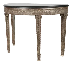 Late 20th Century Neoclassical-Style Silvered Wood Demilune Console Table