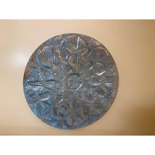 Early 21st Century Large Hammered Metal Wall Decor or Serving Tray