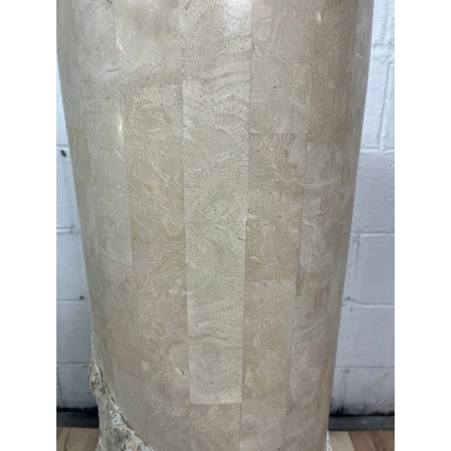 1980s Vintage Postmodern Tessellated Stone Pedestal Sculptural Textured Base 1980s For Sale - Image 5 of 9