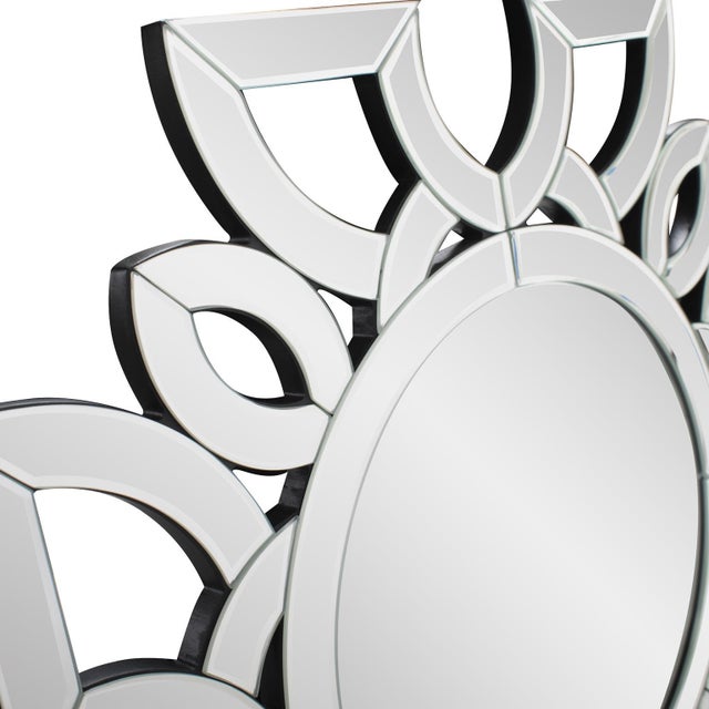 Wood Eduina Symmetrical Cut Pattern Wall Mirror For Sale - Image 7 of 11