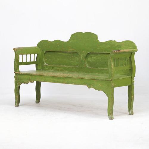 Rustic Folk Art Farmhouse Painted Pine Bench For Sale - Image 6 of 11