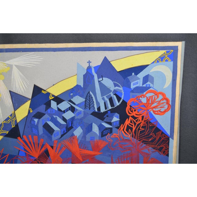 Abstract Jean Deldevez, "The Imagined Village" Gouache, Signed at the Lower Right. For Sale - Image 3 of 10