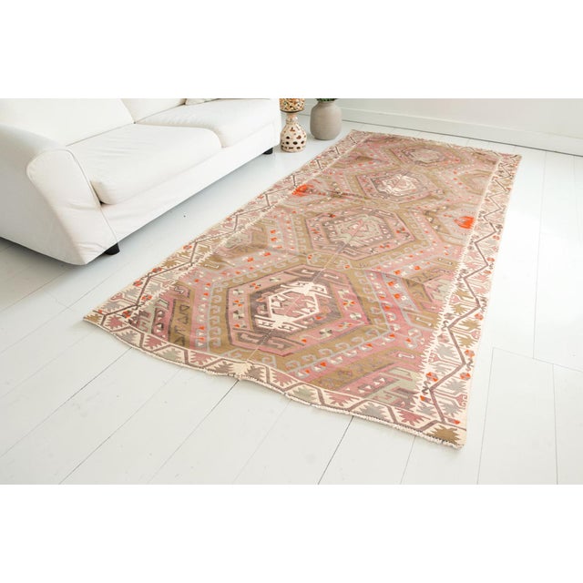1950s Decorative Earthy Tone Floor Art Kilim For Sale - Image 4 of 10