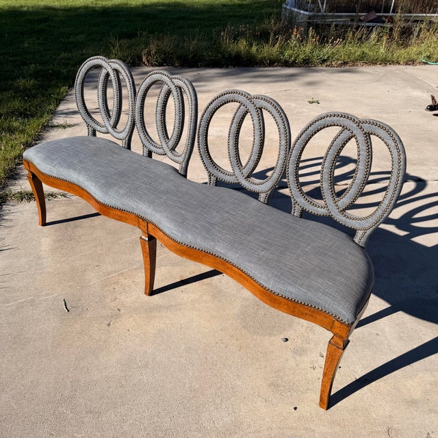 Tomlinson / Erwin - Lambeth Barry Dixon for Tomlinson Erwin-Lambeth "Albemarle" Interlocking Circle Back Banquette Bench For Sale - Image 4 of 11
