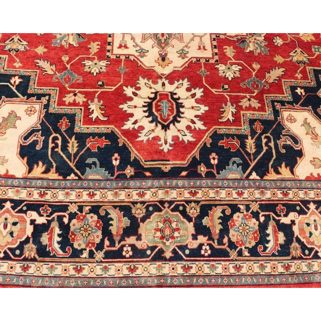 2010s Large Hand-Knotted Serapi-Heriz With Geometric Medallion Design by Keivan Woven Arts For Sale - Image 5 of 12
