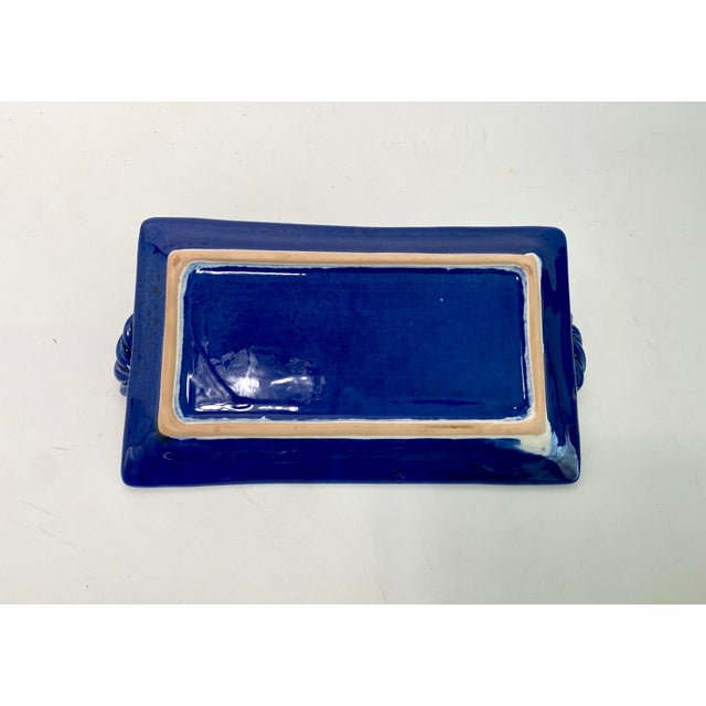 Blue Italian Glazed Blue Pottery Tray For Sale - Image 8 of 8