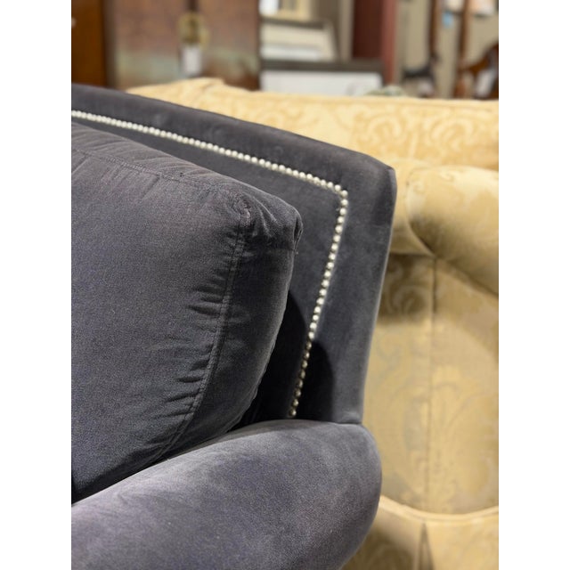 Ethan Allen Ethan Allen Hyde Sofa in Camby Indigo Performance Fabric With Nickel Nailhead Trim For Sale - Image 4 of 10
