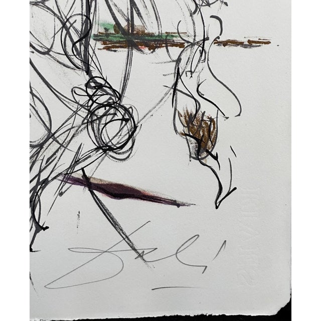 Abstract Dali Crazy Horse Hand Signed Numbered Lithograph Surreal Rare Art For Sale - Image 3 of 5