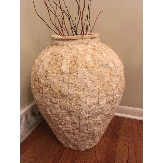 Mediterranean Style Tessellated Fossil Over Clay Olive Oil Style Large Floor Vase Chairish