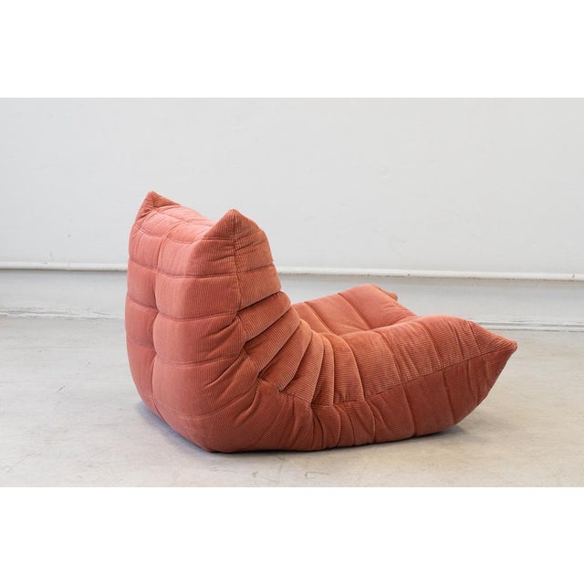 Togo Lounge Chair in Coral Corduroy by Michel Ducaroy for Ligne Roset For Sale - Image 6 of 16