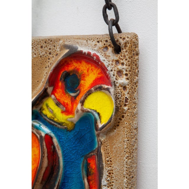 Ceramic Glazed Parrot Wall Hanging Tile, 1960s For Sale - Image 7 of 12