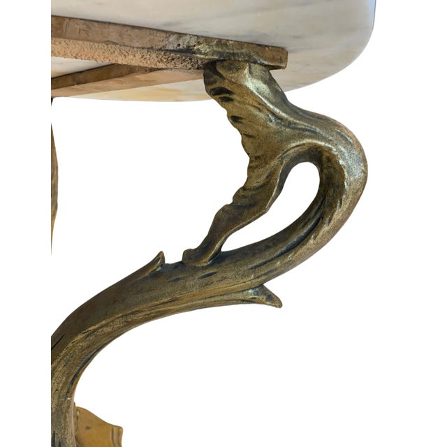 Early 20th Century Pair of Italian Dolphin Side Tables With Carrara Marble Tops For Sale - Image 5 of 7