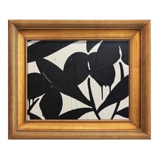 Ron Giusti Mini Tsubasa Orchid Cream Black Acrylic Painting For Sale