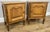 French Louis Oak Bedside Tables with Marble Tops, Set of 2 For Sale - Image 3 of 11