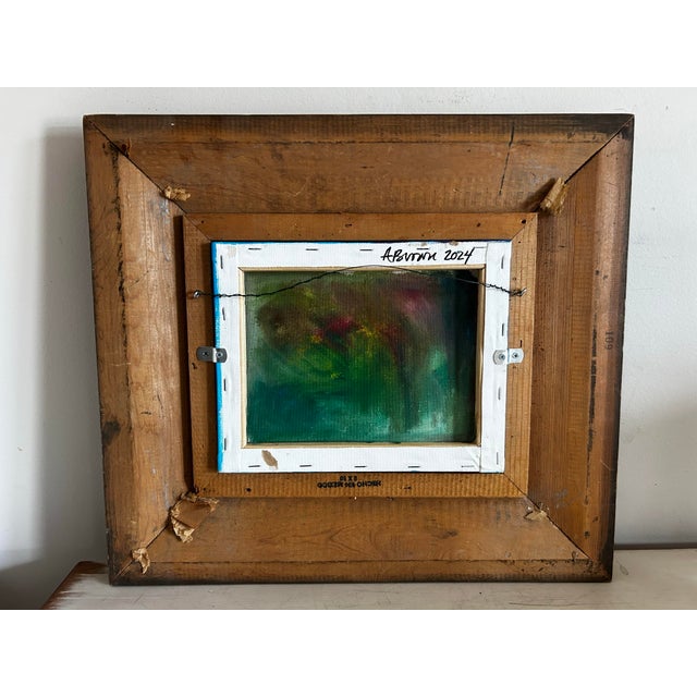 Original Pop Art Painting of Hot Pink Lips in Vintage Wood Frame For Sale In Philadelphia - Image 6 of 6