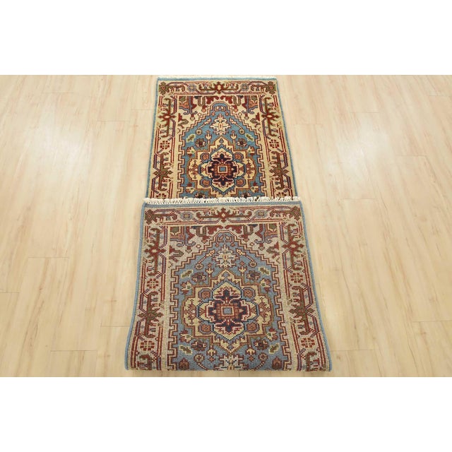 Heriz Runner 2’6” X 8’1” Blue Wool Tribal Hand-Knotted Oriental Rug For Sale - Image 11 of 12