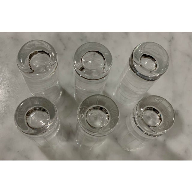 Glass Vintage Barware - 2 Vera Wang Crystal Bottle Stoppers & 6 Crystal Shot Glasses - Palm Beach Regency, Bar Cart Glam & Grandmillennial - See Pics! For Sale - Image 7 of 9