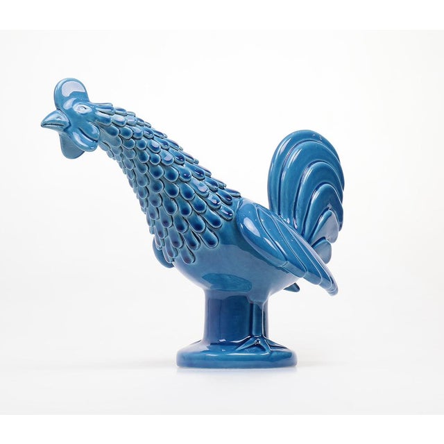 Blue Vintage Italian Blue Ceramic Rooster, 1960s For Sale - Image 8 of 14