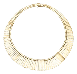Vintage Cleopatra Collar Necklace 14k Yellow Gold 16" Fringe Choker Jewelry