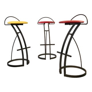 Postmodern Bar Stools, France, 1980s, Set of 3 For Sale